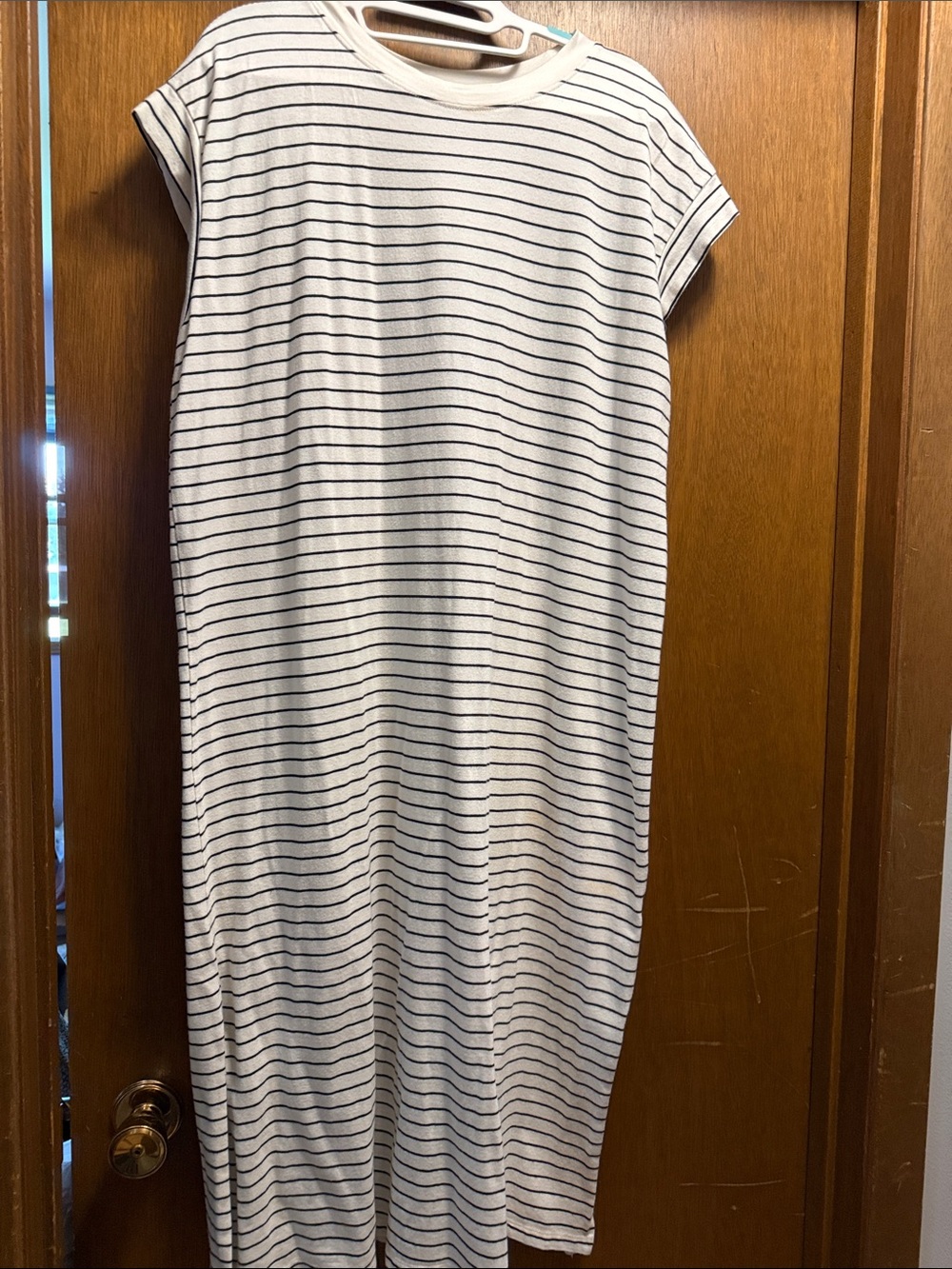 Striped White and Black T-Shirt midiDress